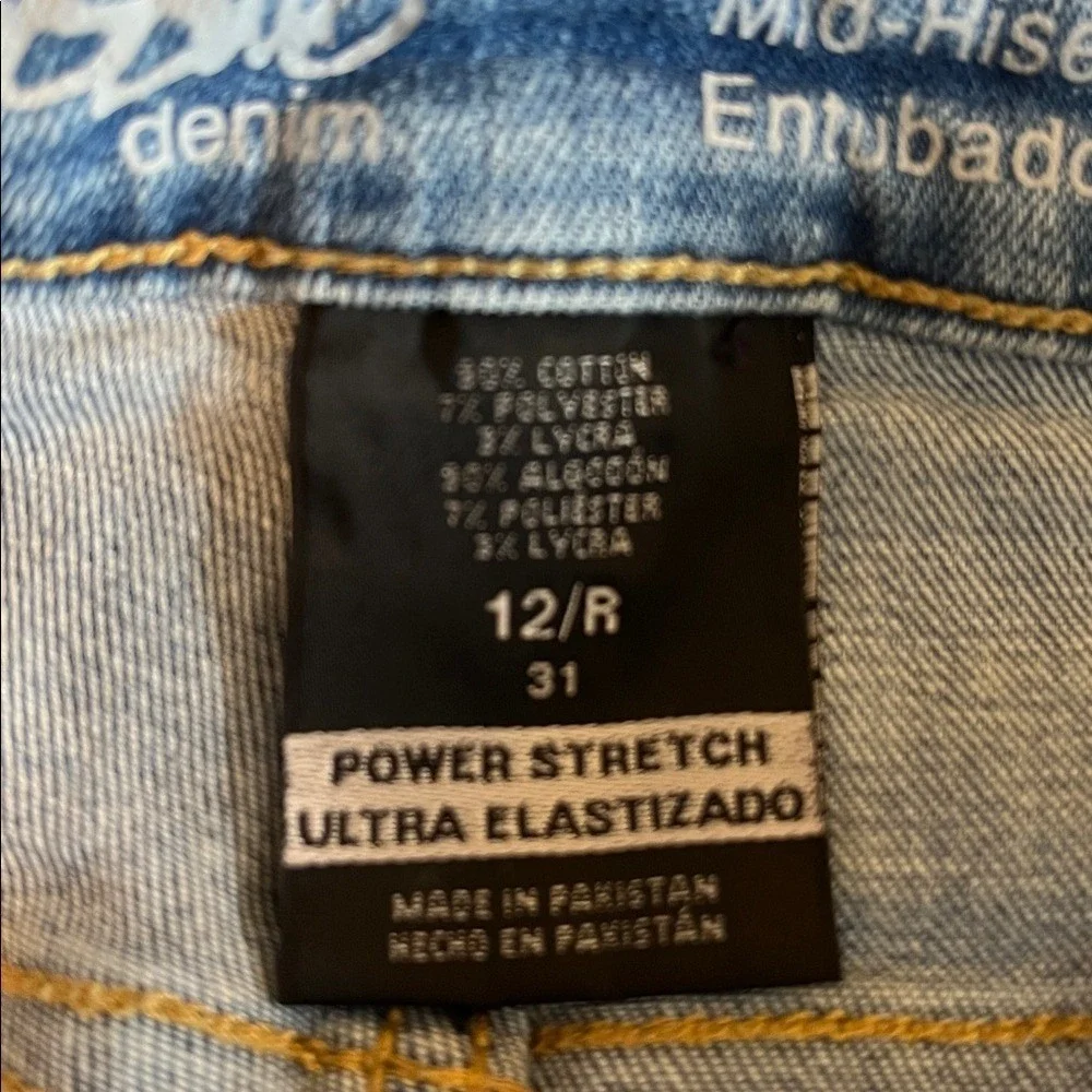 Mossimo Mid Rise Skinny Jeans Womens 31 Light Wash Button Fly‎ Patch Pocket Blue